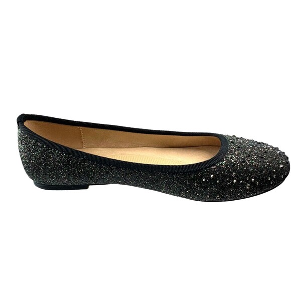 De Blossom GiGi-6 Black Shimmer Closed Toe Ballerina Flats 8 - Picture 8 of 8